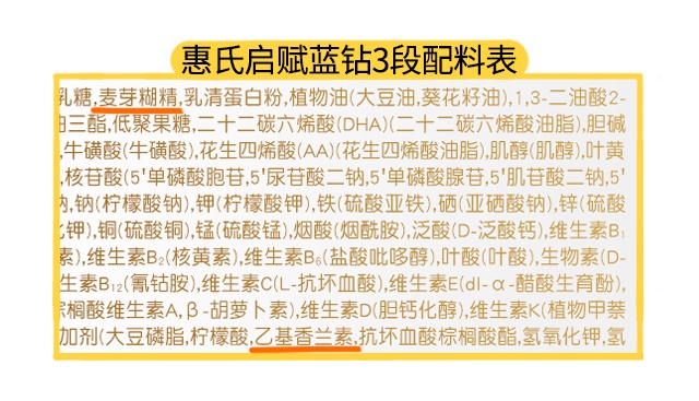 惠氏启赋蓝钻3段配料表